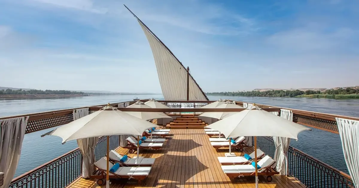 Sundeck on 5-night Nile cruise overlooking the Nile