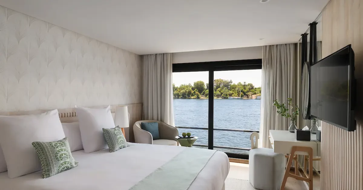 Luxury cabin interior aboard Soleil Nile Cruise