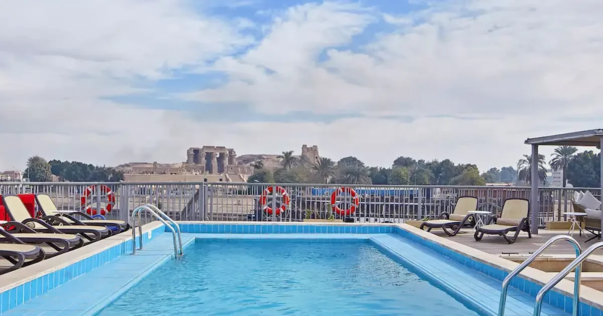MS Tulip Nile Cruise sundeck pool view