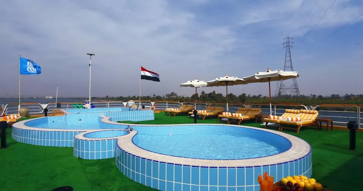 MS Nile Goddess Nile Cruise deck over the Nile