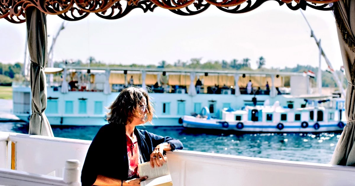 Sunset dining on deck of Dahabiya Nile Cruise