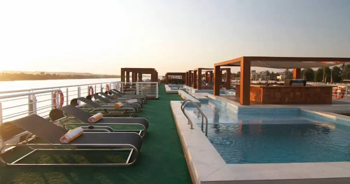 Alexander The Great Nile Cruise - Nile Sunset from Cruise Deck