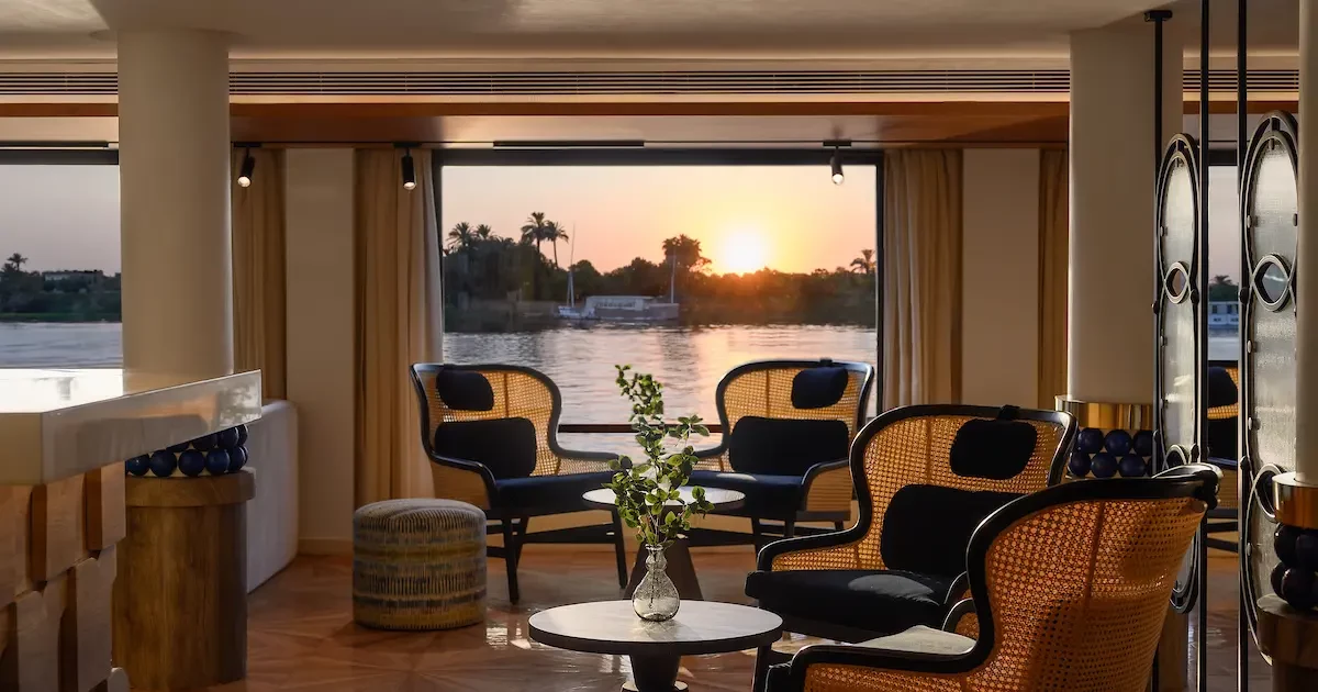 Sun Deck of Soleil Nile Cruise overlooking the Nile