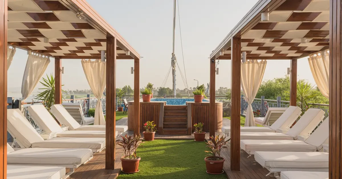 Merit Dahabiya deck on the Nile