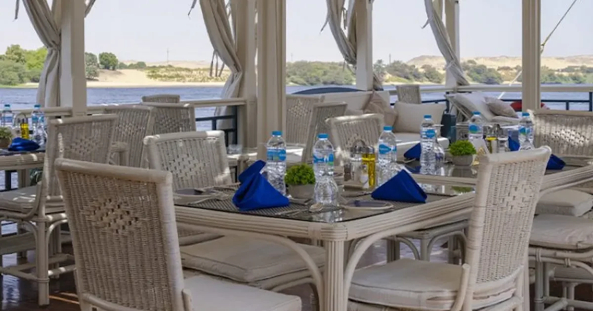Onboard dining experience on a Dahabiya Nile Cruise
