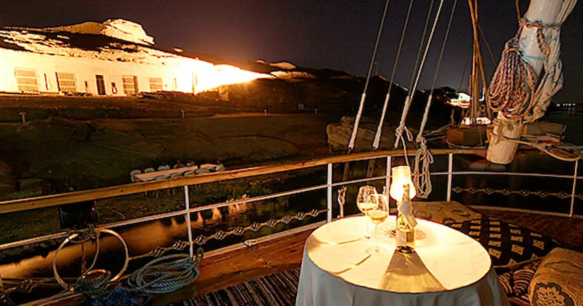 Onboard dining experience on a Dahabiya Nile Cruise