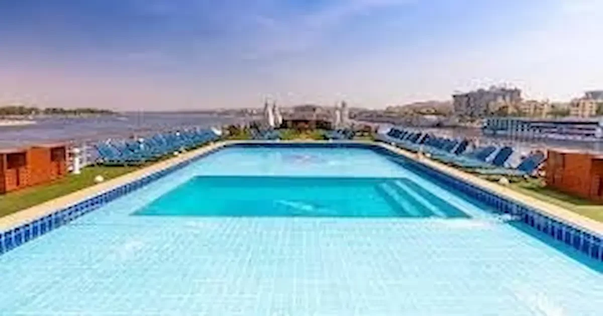 Sun deck with pool on Royal Ruby Nile Cruise