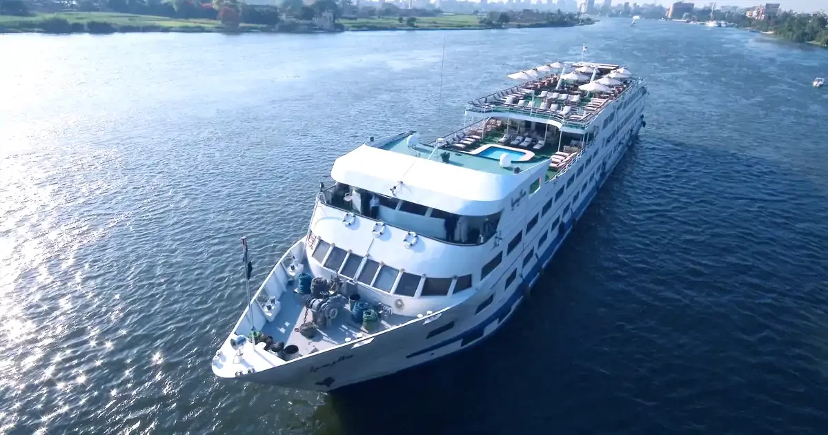 Luxury Nile Cruise deck decorated for Christmas celebration