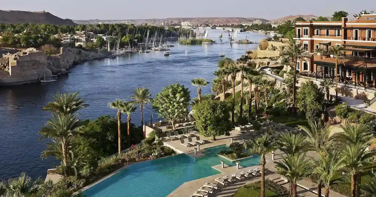 Nile view from Old Cataract Hotel terrace