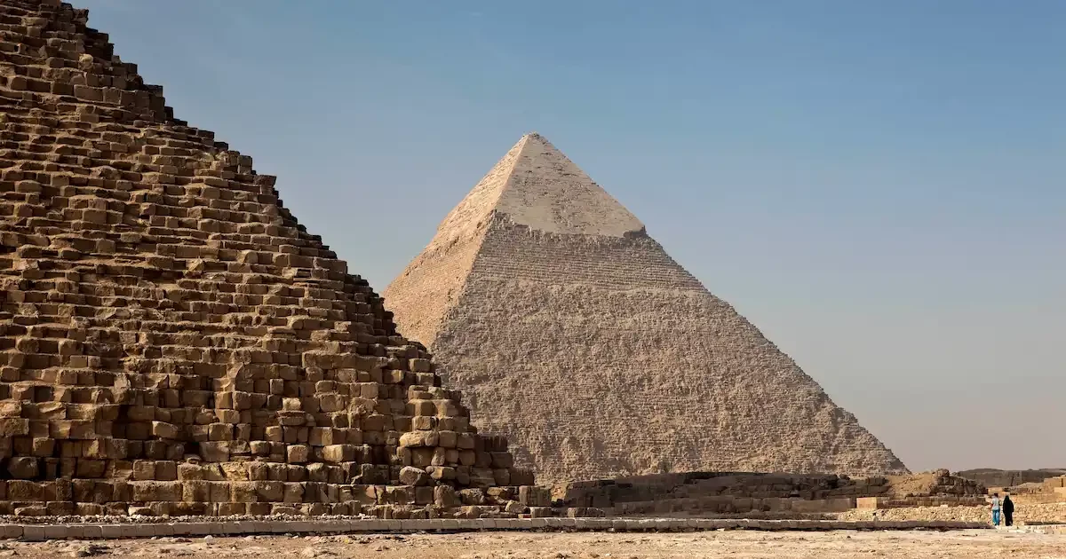 Giza Pyramids and Sphinx under clear sky