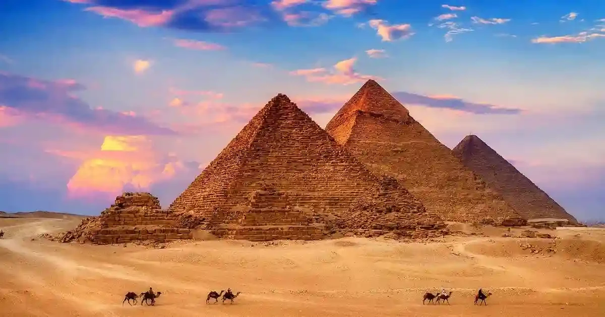 Traveler visiting Giza Pyramids during trip to pyramids from sharm el sheikh