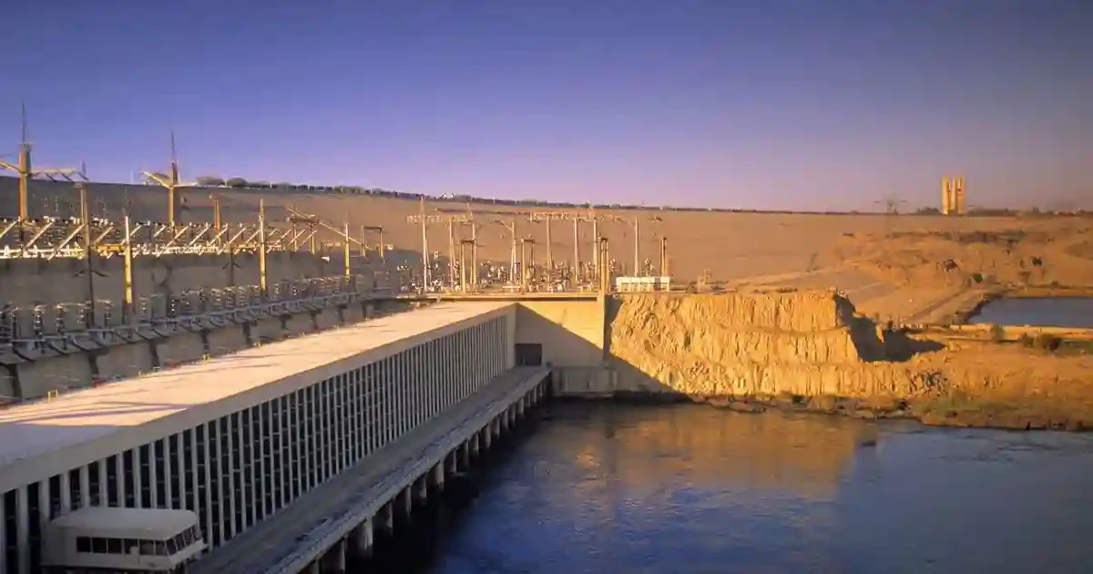 Aswan High Dam overlooking Lake Nasser in Egypt