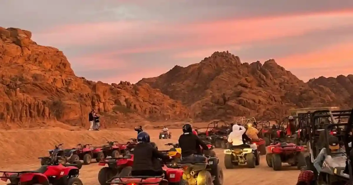 group enjoying Hurghada quad bike safari tour
