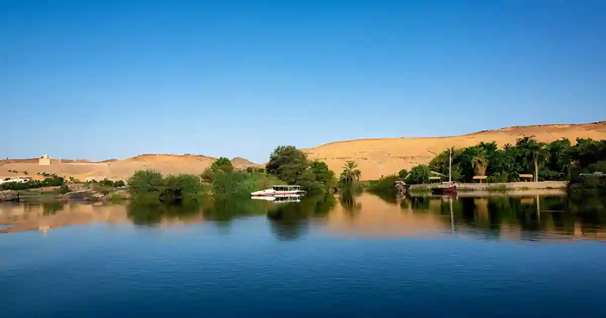 Kitchener Island botanical gardens seen from Nile felucca