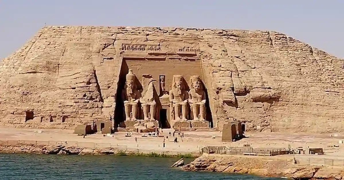 Abu Simbel temples overlooking Lake Nasser scenic view