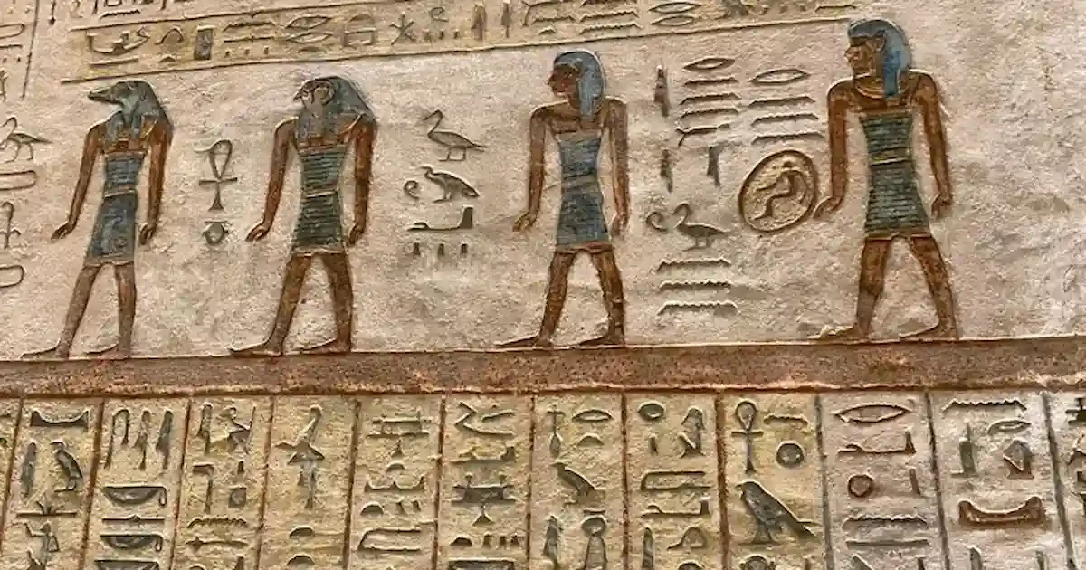 colorful hieroglyphs inside valley of the kings tomb