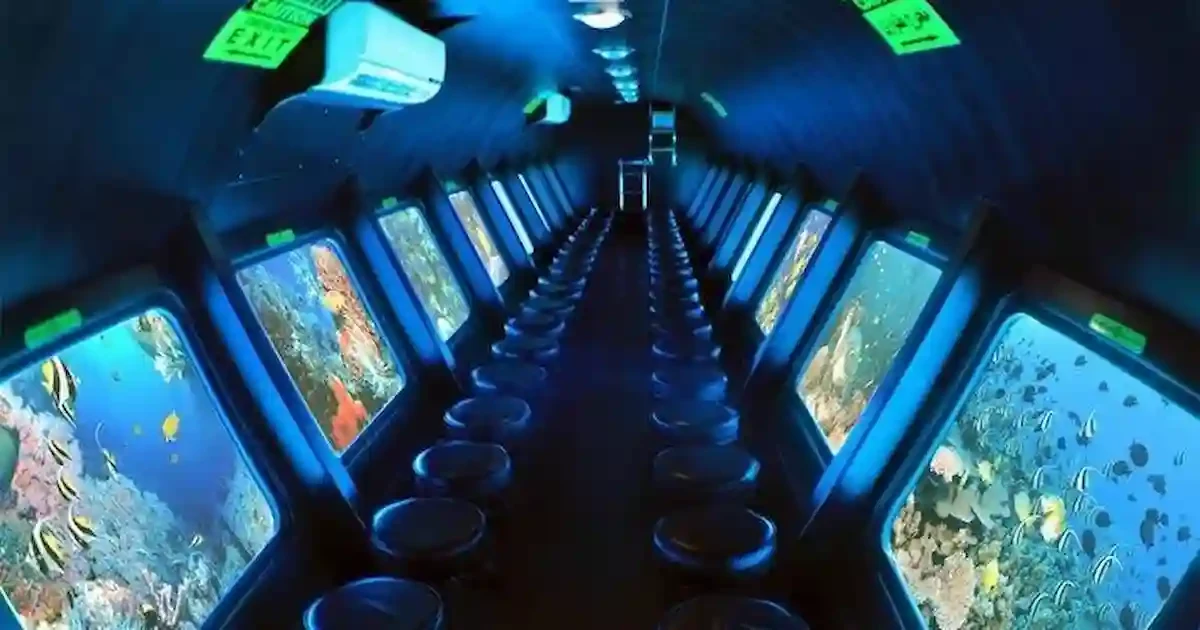 passengers inside Hurghada submarine tour cabin