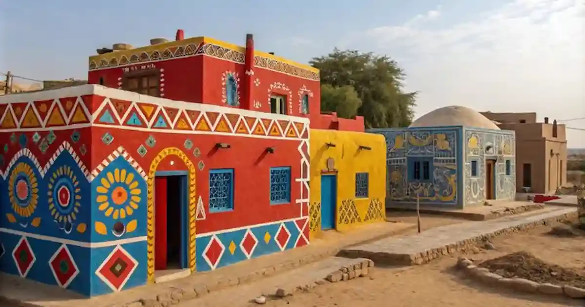 colorful Nubian houses Elephantine Island village