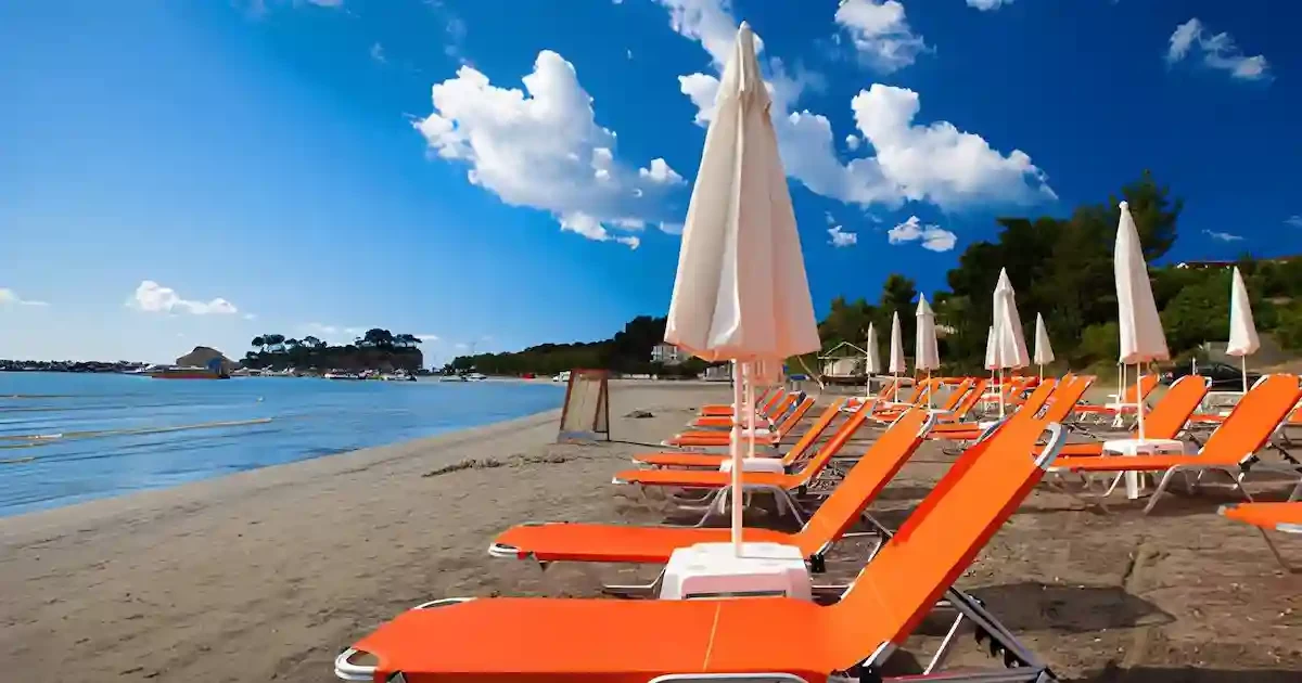 beach loungers at Orange Bay Island Hurghada