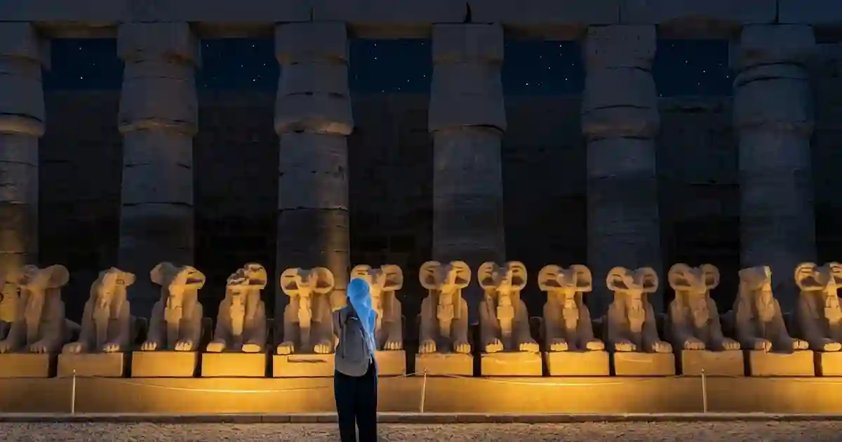 Visitors attending the Luxor Sound and Light Show
