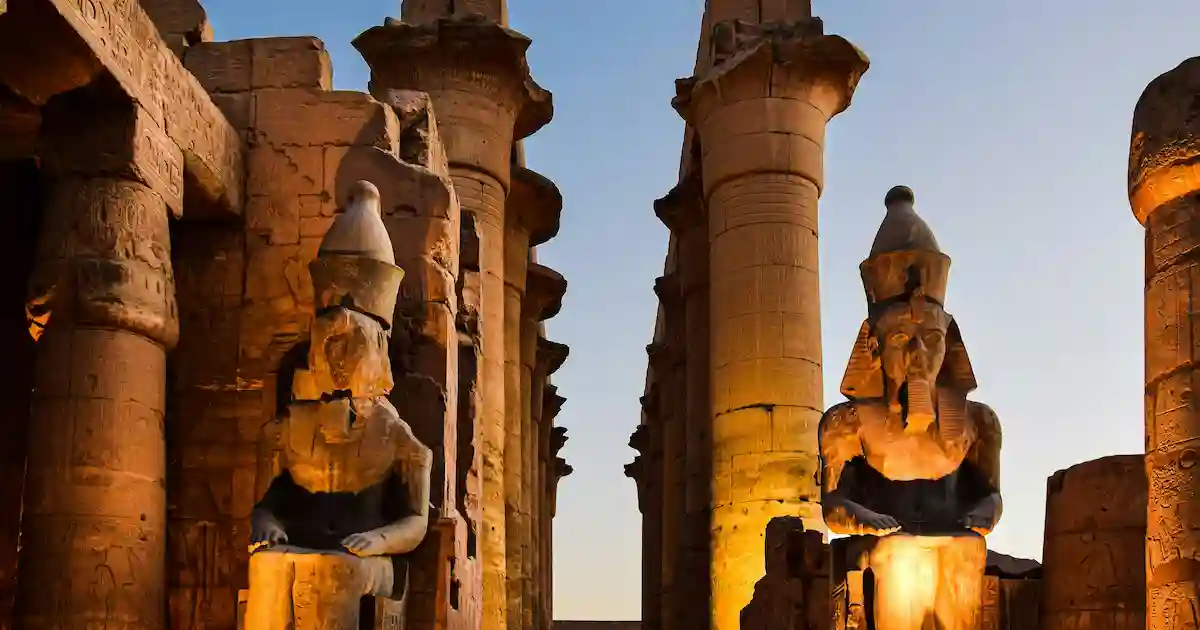 Luxor Temple illuminated at night