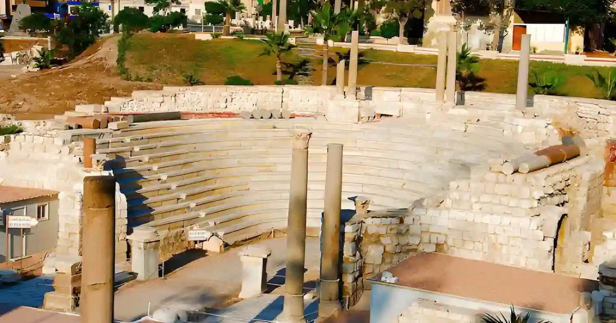 Roman amphitheater ruins in Alexandria Egypt