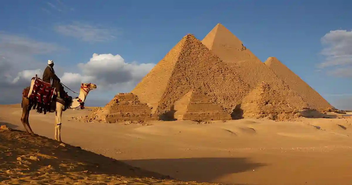 Panoramic viewpoint during Day Tour Giza Pyramids by Camel in Egypt