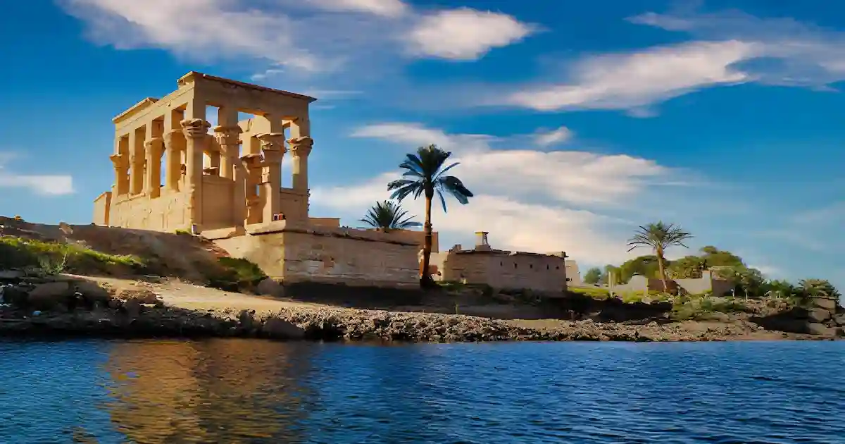 Philae Temple on its island setting near Aswan