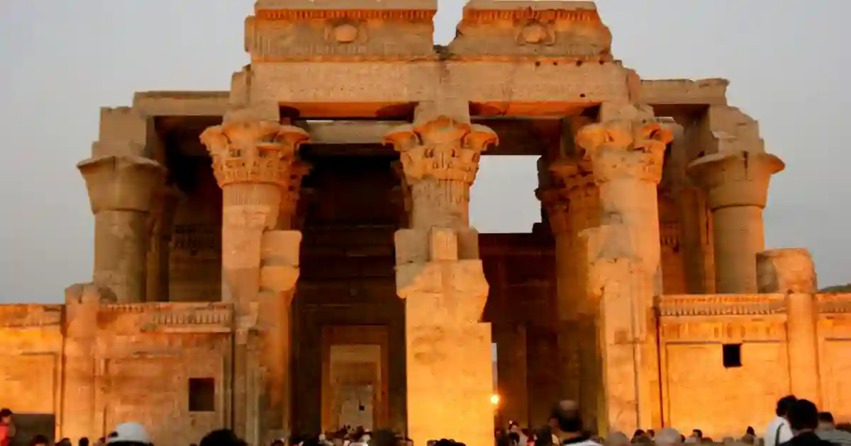 Kom Ombo double temple at sunset on the Nile riverbank