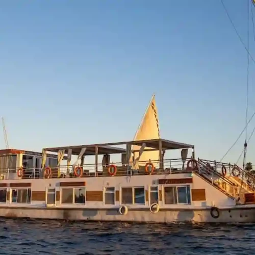 Luxury Dahabiya deck overlooking the Nile during a 7-night cruise