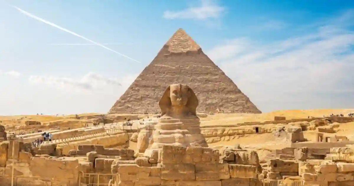 sphinx giza pyramids sunset